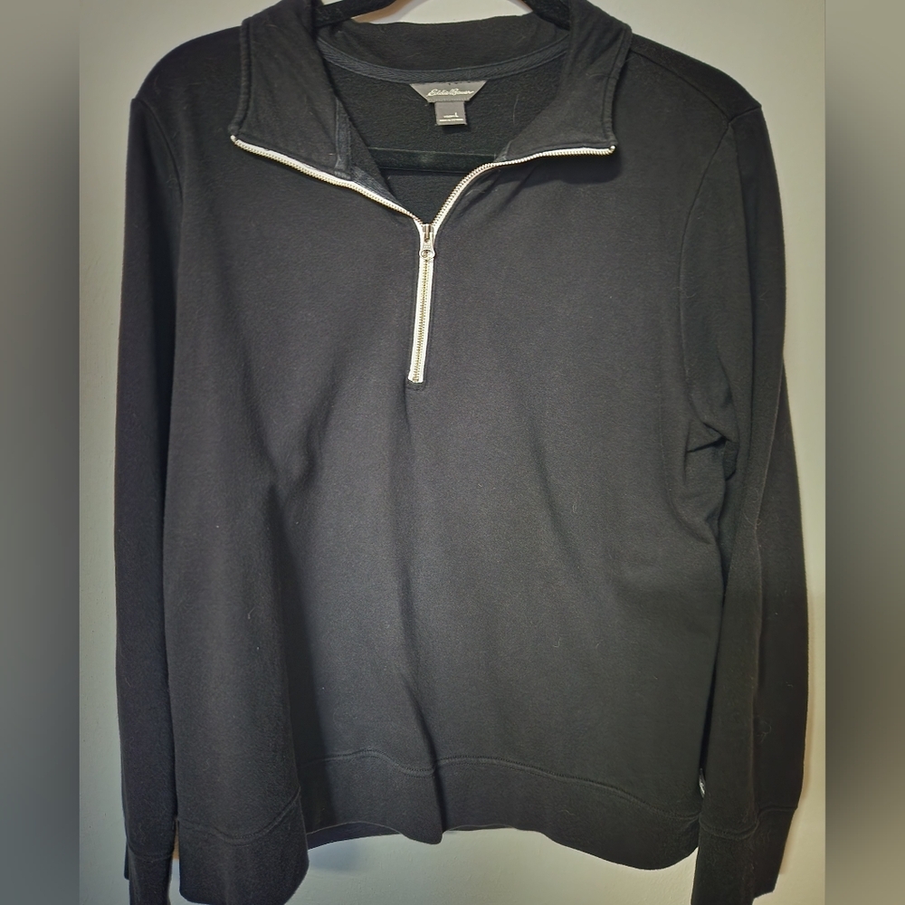 Eddie Bauer Black Quarter-Zip Sweatshirt Size L